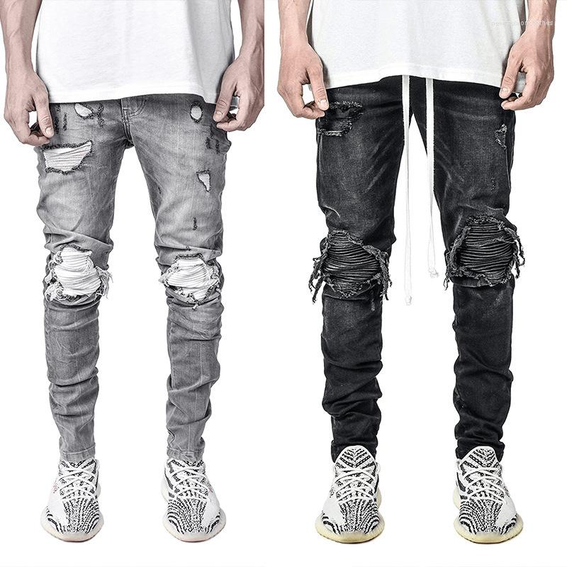 

Men' Jeans Retro Hole Destruction Trousers Biker Distressed Men Denim Fashion Designer Brand Black Jean Male, Zz1916a
