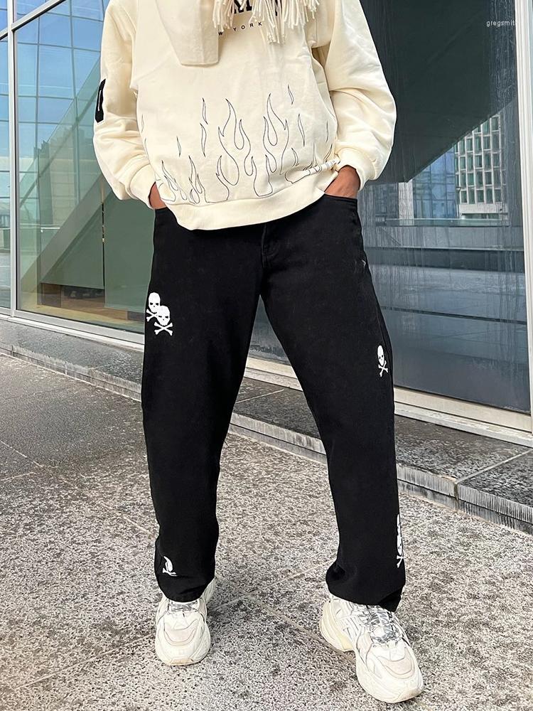 

Men' Jeans Graphic For Men Baggy Wide Leg Pants Selling Y2k Hip Hop Denim Trousers Autumn Pattern Fashion High-street Style, Black