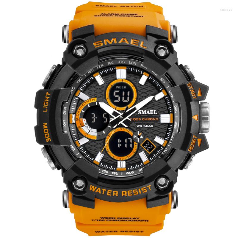 

Wristwatches Classic Brand Men For Sports Watch Dual Display Analog Digital LED Electronic Quartz Watches Waterproof Swimming Military, Red