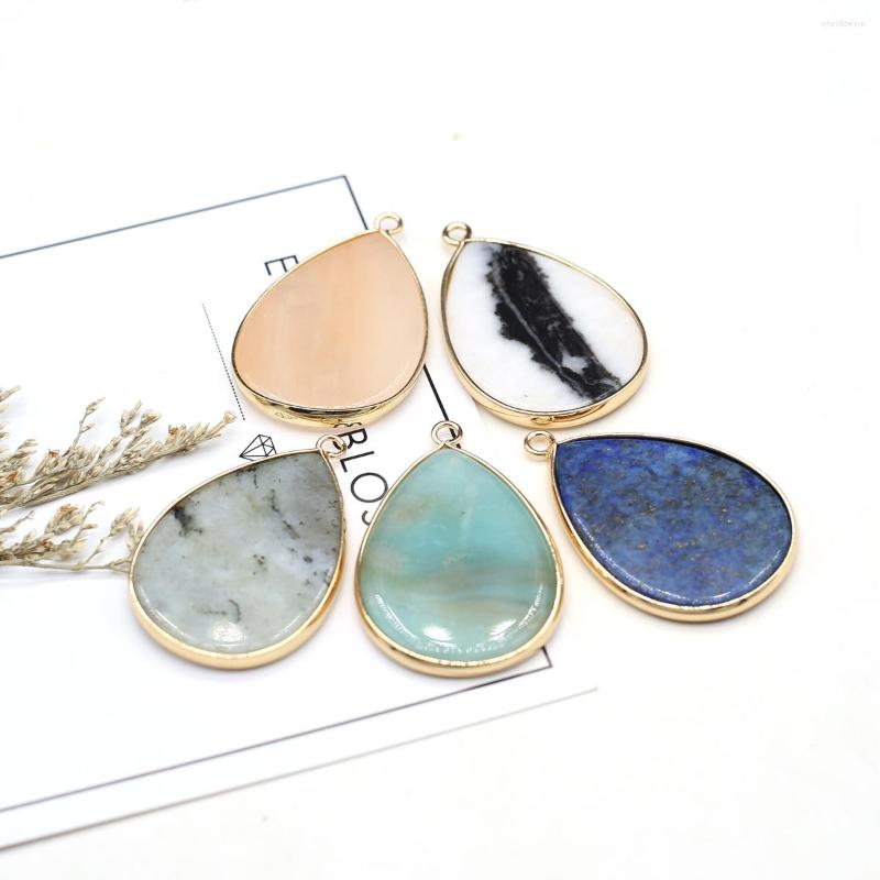 

Pendant Necklaces Natural Stone Pendants Water Drop Shape Golden Edge Crystal Agate Charms For Jewelry Making Necklace Bracelet Earrings