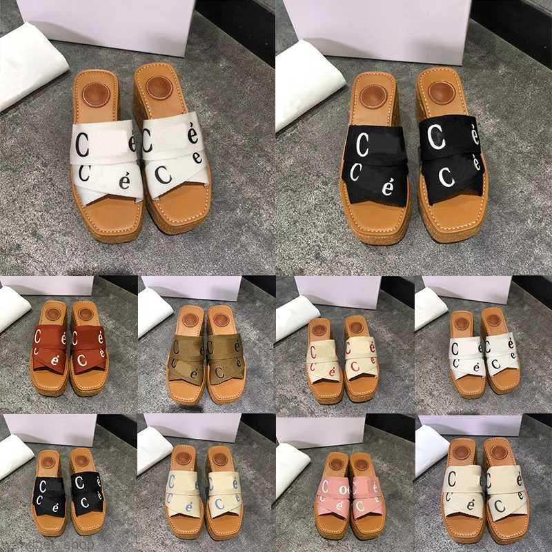 

Women Designer Sandals Woody Espadrille Platform Wedge Mules Canvas Slides Slipper Thong Slingback Square Toe Flip Flops size 35-42 good, Item #12