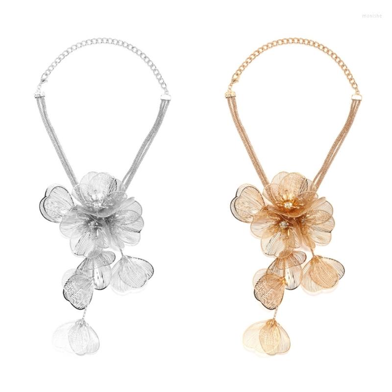 

Chains Flower Pendant Necklace Statement Chunky For Women Girl 3XUA