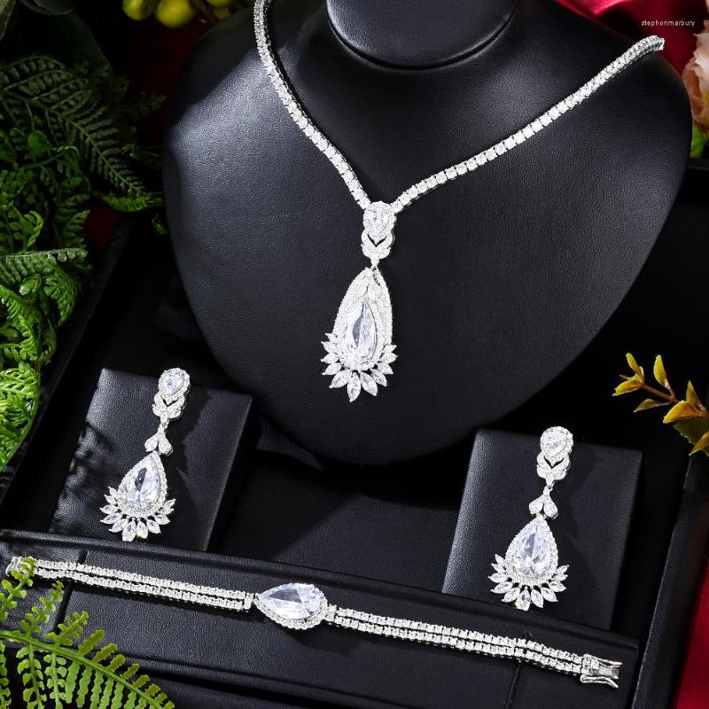 

Necklace Earrings Set Missvikki Luxury Trendy Shiny Ring For Women Cubic Zircon Bridal Wedding Engagement, Picture shown