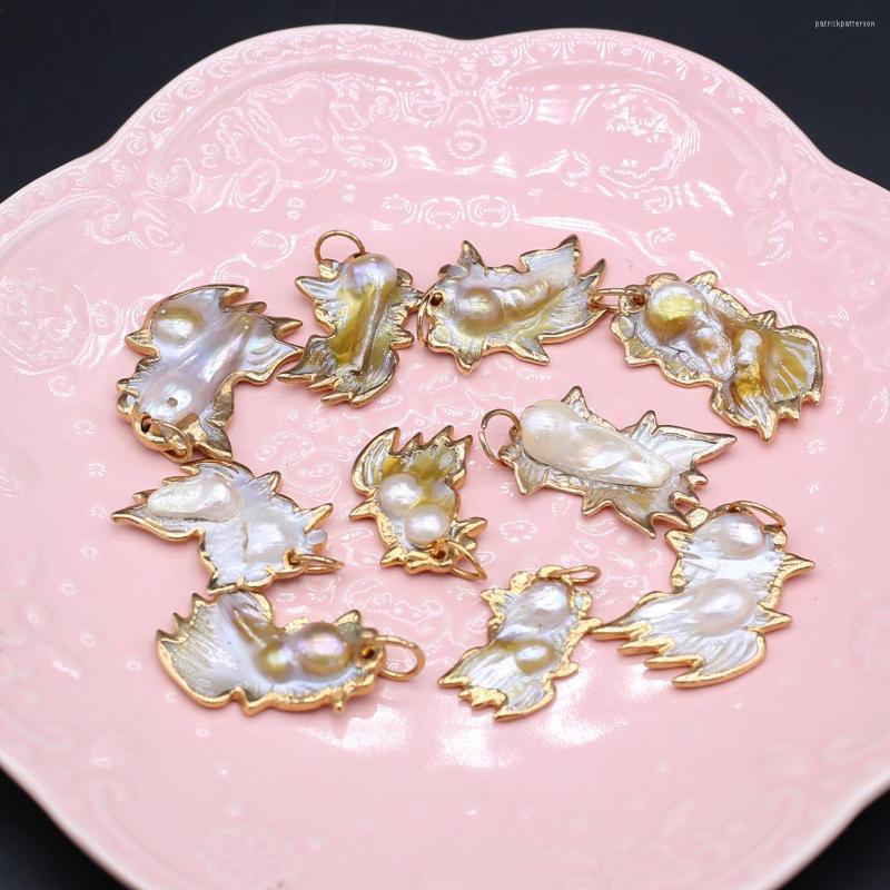 

Pendant Necklaces Charms Natural Mother Of Pearl Shell Plated Golden Irregural Shape For DIY Jewerly Necklace