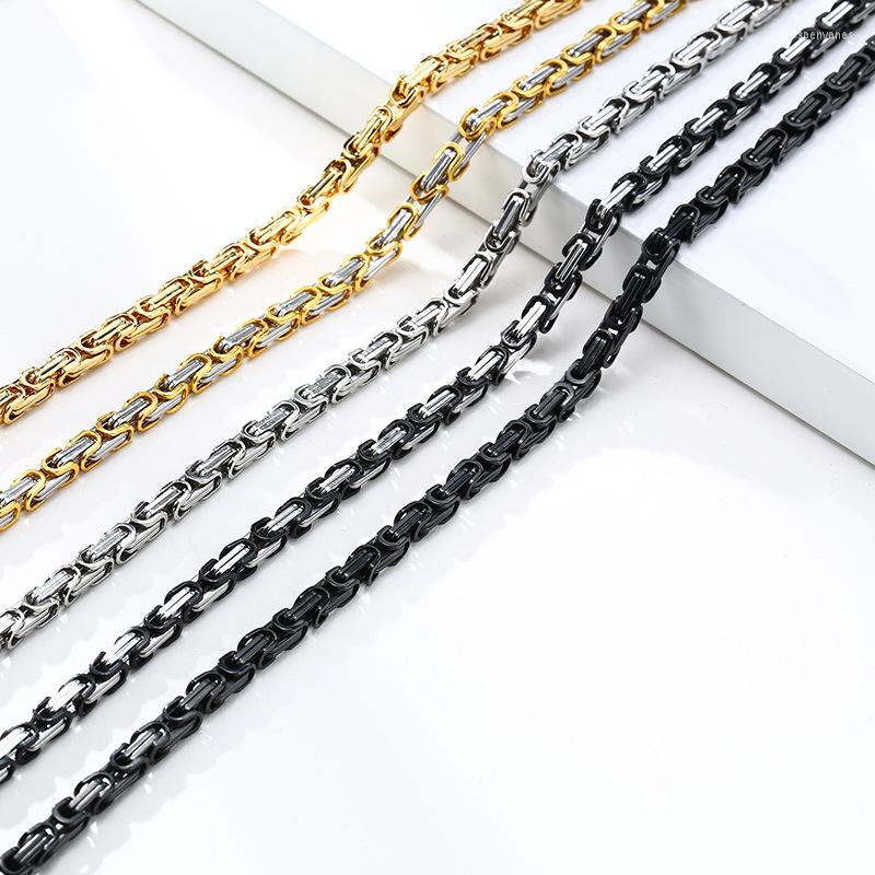 

Chains Hip Hop Rock Stainless Steel Byzantium Link Chain Necklace For Men Charm Jewelry 24inches 60cm Gold Silver Color Gift