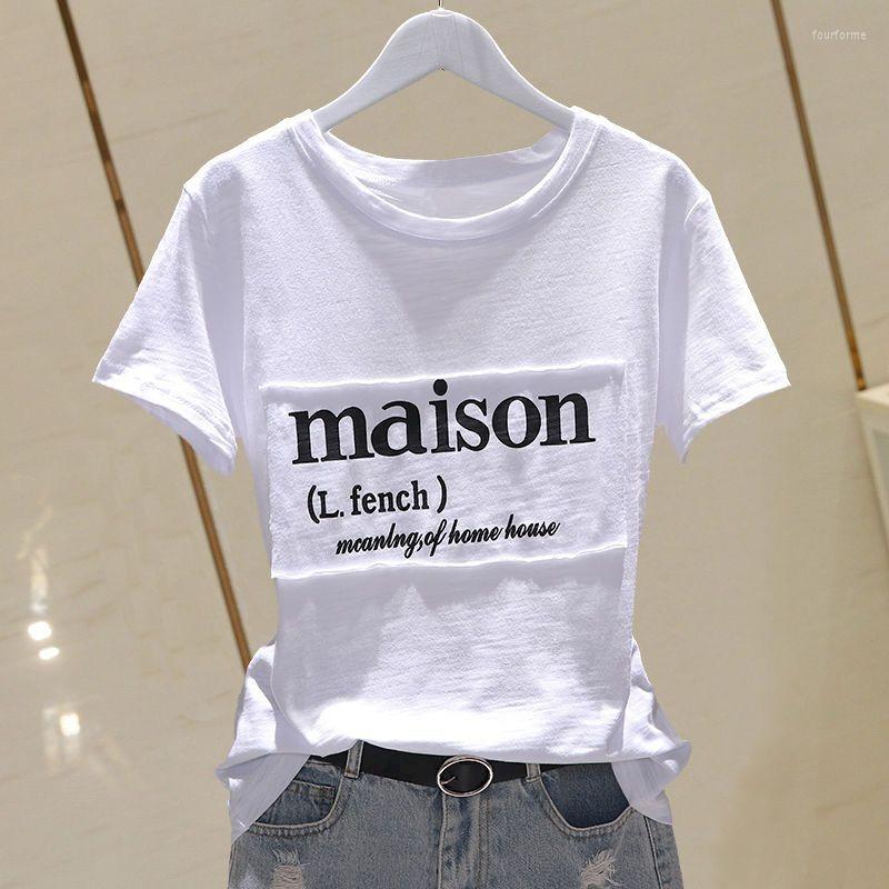 

Women's T Shirts Slub Cotton Short-sleeved T-shirts Women Fashion Printed Thin Shirt 2023 Summer Trend Top Korean Style Casual Loose Tshirt, Purple
