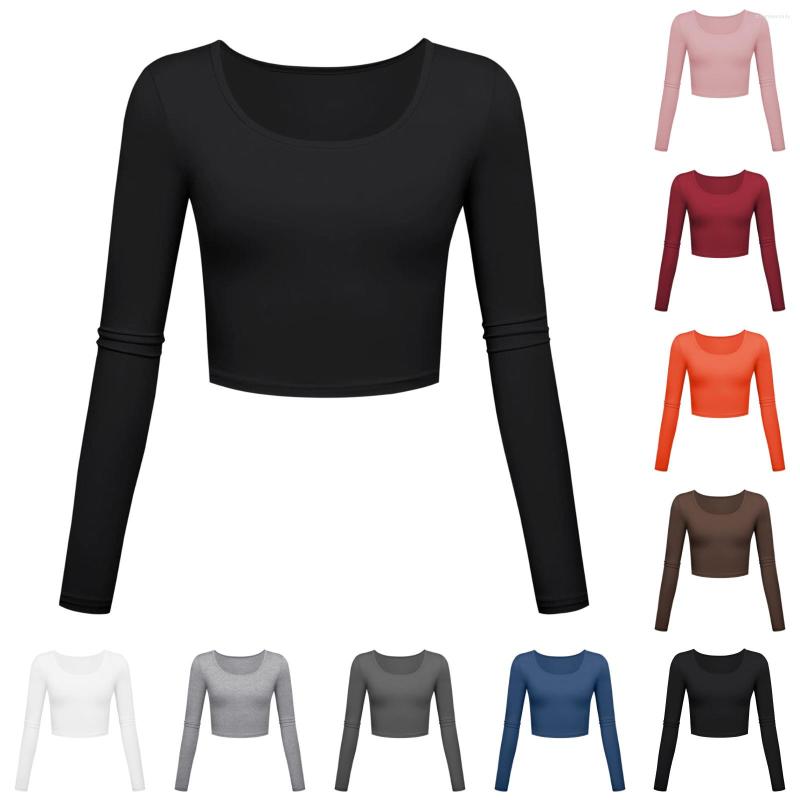 

Women's T Shirts Women Fashion Lightweight Yoga Crop Tops Slim Fit Long Sleeve Workout Running Pack Of, Grey