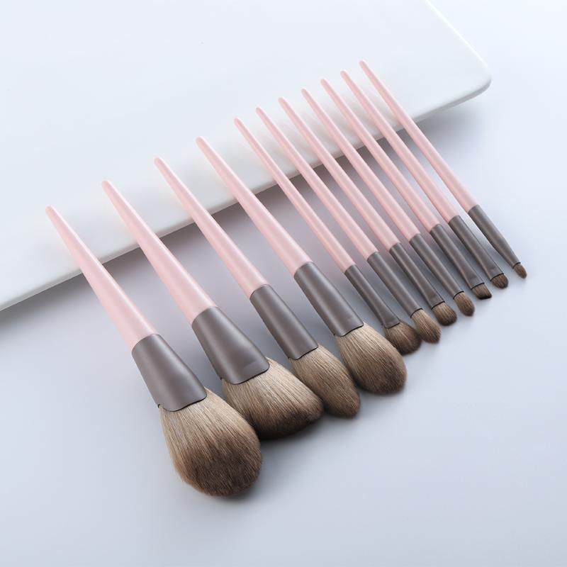 

Makeup Brushes 11Pcs Pink Fan Foundation Powder Eyeshadow Eyebrow Highlight Make Up Brush Set Tool Brocha Maquillaje 6ColorsMakeup