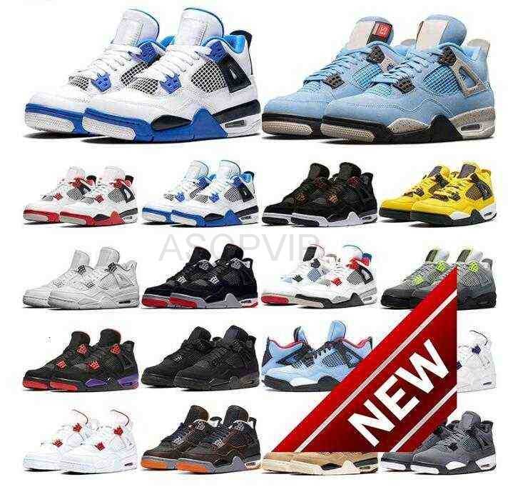 

2022 basketball shoes 4s jumpman 4 men and women college blue black cat white cement fiery red cool gray racing sports 36-47