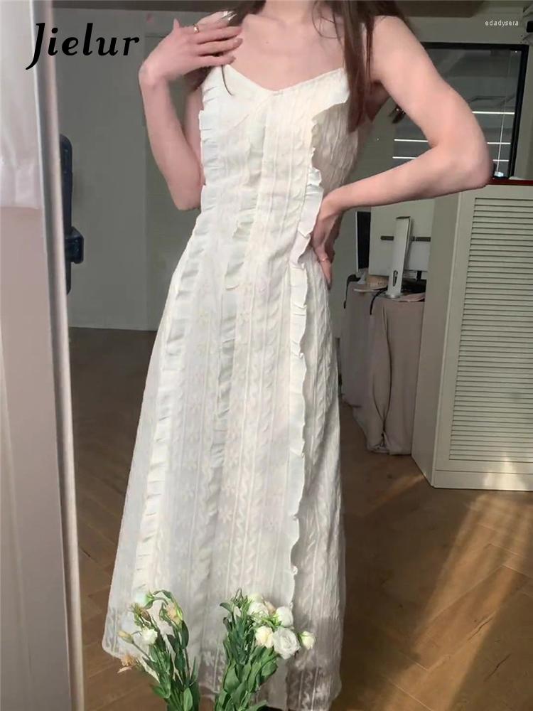 

Casual Dresses White Lace Spaghetti Strap Mesh Women' Summer Solid Color Elegant Fashion Female Streetwear Outfits Chic, Beige