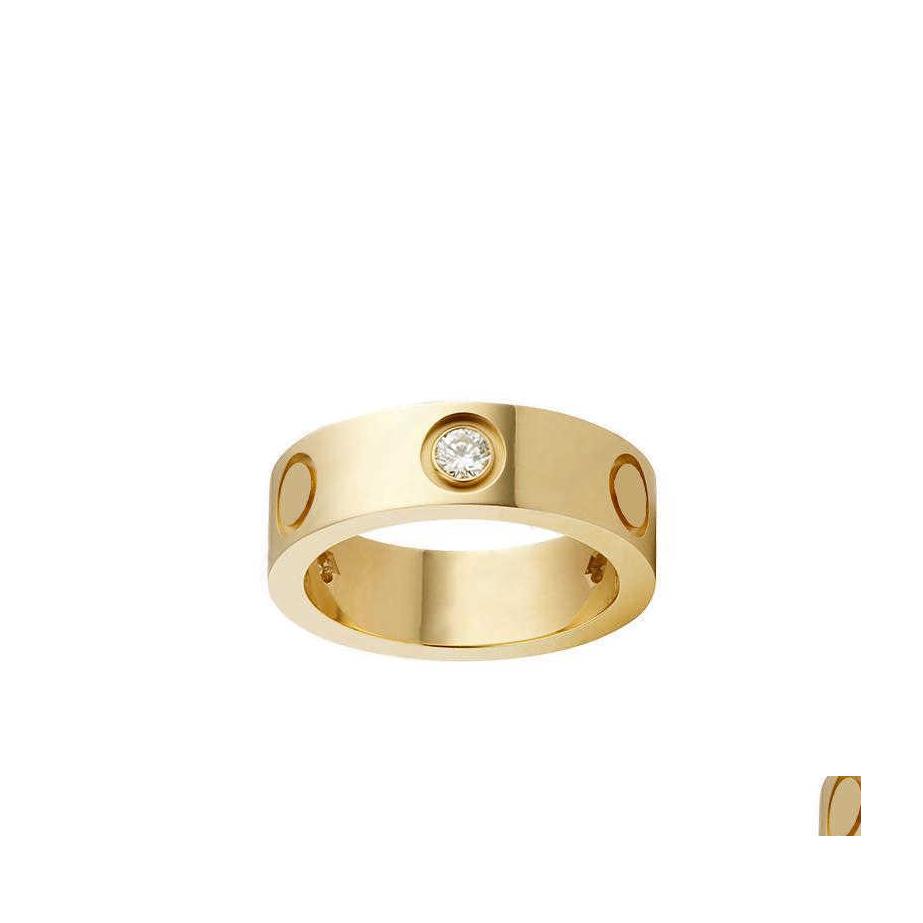 

Band Rings Love Designer Jewelry Rose Gold Sier Plated Titanium Steel With Diamond Fashion Street Hip Hop Casual Couple Classic Ring Dh5Wh