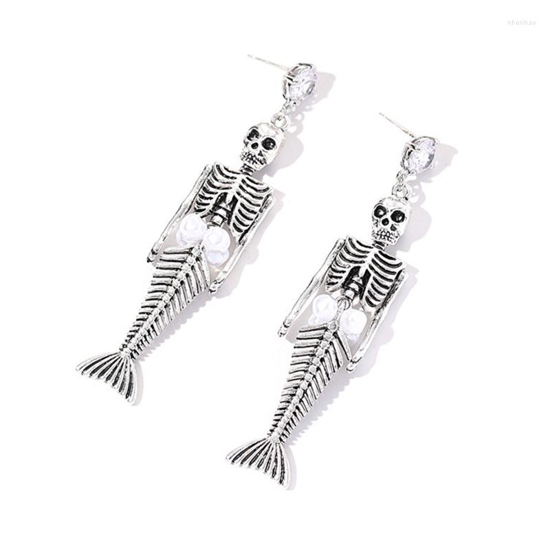 

Dangle Earrings Pearl Skull Halloween Costume Accessories Hip Hop Ear Piercing Jewelry For Women Drop