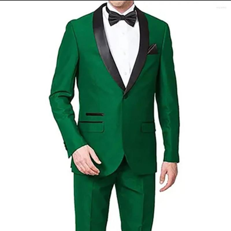 

Men's Suits 2023 Latest Tailor Made Royal Green Slim Fit 2 Pieces Groom Tuxedos Black Lapel Male Wedding Traje Para Novio Boda, Same as picture1