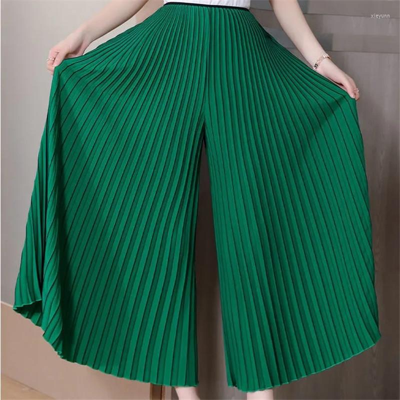 

Women's Pants Female Clothing Miyake Fold Wide Leg Women's 2023 Spring Summer Baggy Pleated All-match High Waisted Trousers, Black