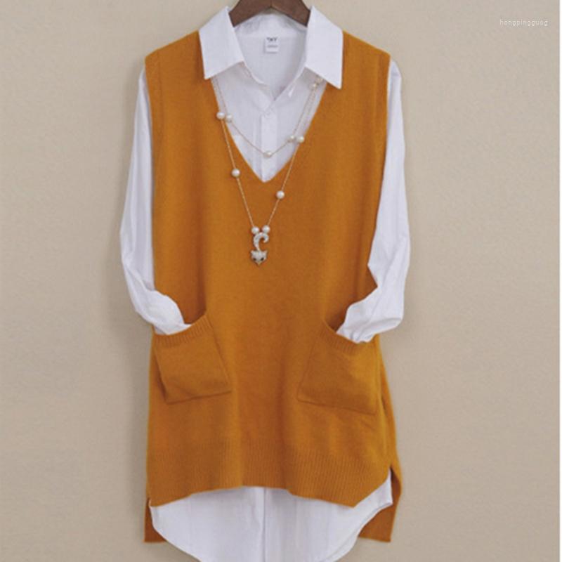 

Women's Sweaters 2023 Knitted Vest Both Sides Split Loose Sweater Waistcoat Female Pullover Sleeveless Tops Women's Spring Autumn, Photo2