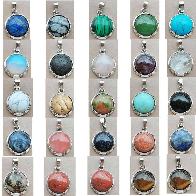 

Pendant Necklaces Lapis Lauzli Tiger Eye Jaspe Opal Howlite Crystal Goldstone Malachite Aventurine Blue Sand Round Art Bead PWB931