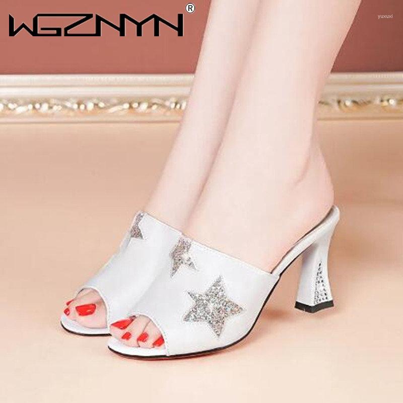 

Slippers Ladies Sandals 2023 Summer High Heels Fashion Rhinestone Office Lady Shoes