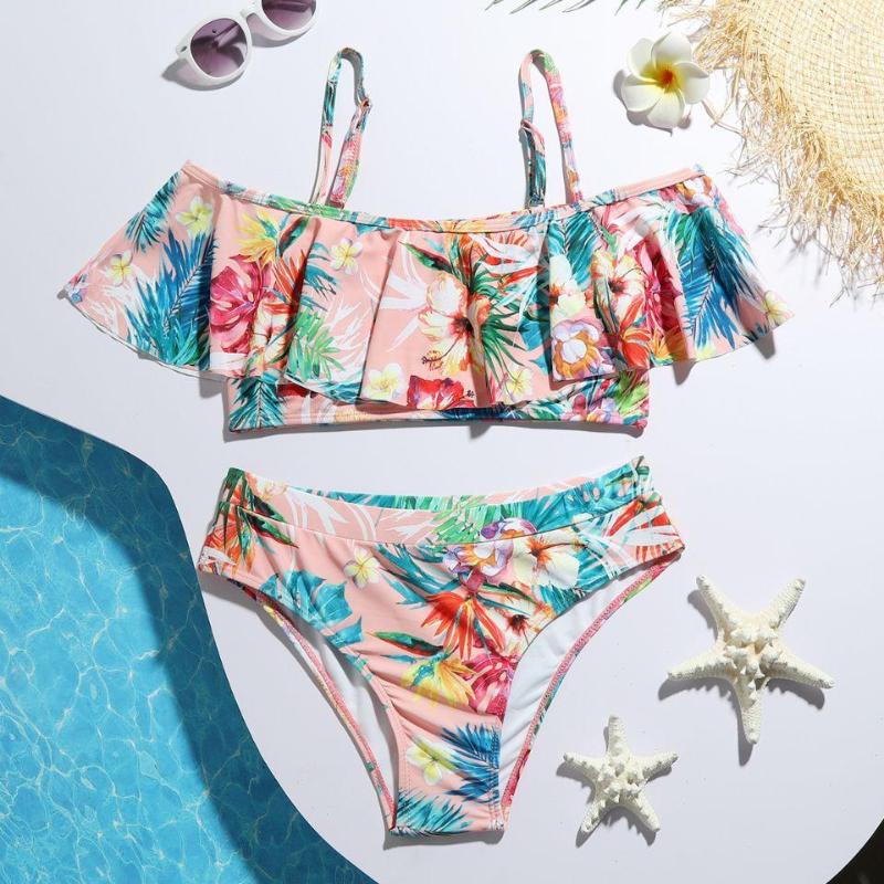 

Women's Swimwear 2023 European And American Sexy Medium Large Children's Ruffled Bikini Swimsuit Factory Wholesale, Picture color