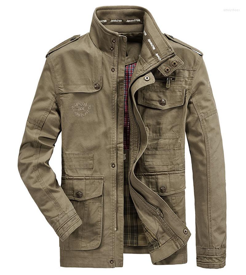 

Men's Jackets Plus Size 7XL Military Jacket Men 2023 Winter Autumn Cotton Outdoor Multi-pocket Mens Casual Coat Male Chaqueta Hombre, Khaki