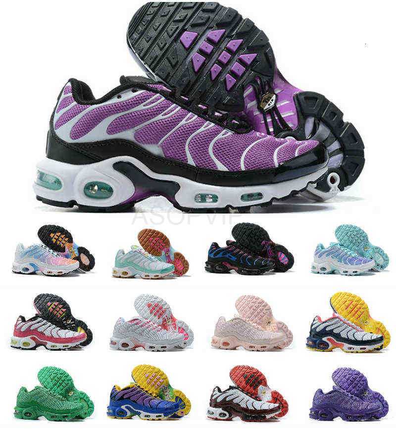 

2020 New Fashion Womens Tn Running Shoes Cheap Mercurial Air Plus Woman Chaussures Femme Black Red White Breathable mesh Sports Trainer, Shoes 038