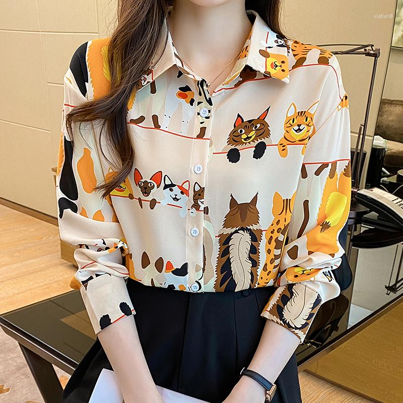 

Women' Blouses Chic Ladies Shirts Fashion Printing Women 2023 Spring Autumn Causal Long Sleeve Mujer Blusas, Multi