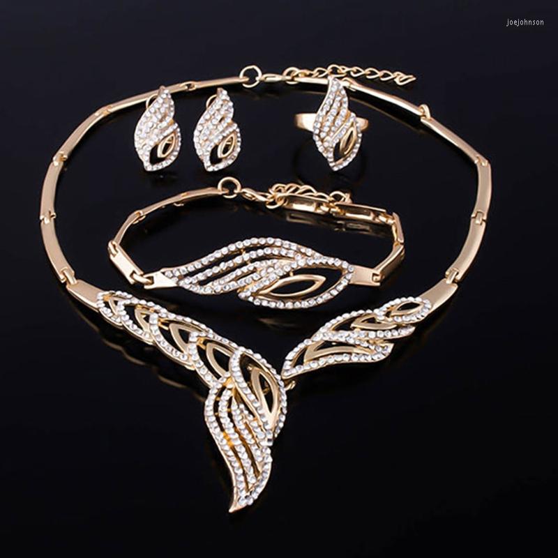 

Necklace Earrings Set Women Jewelry For Rhinestone Decor Ring Bracelet Party Dre, Picture shown