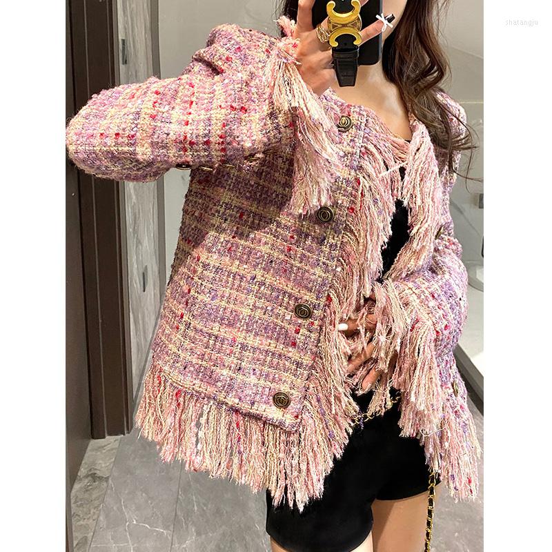 

Women's Jackets Pink Small Fragrant Short Coat Women's Spring 2023 Premium Design Fringe Top