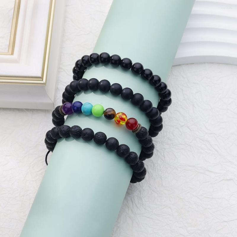

Link Bracelets Chakra Energy Stone Bracelet For Women Men Charm Volcanic Bangle Beads Wrist Chain 2023 Trending Couple Jewelry