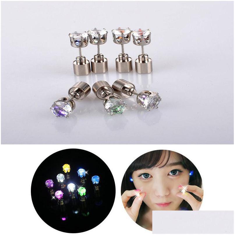 

Stud 1 Pair Light Up Led Earrings Flashing Studs Stainless Steel Blinking Dance Party Accessories For Girls Drop Delivery Jew Dhgarden Dhx6J