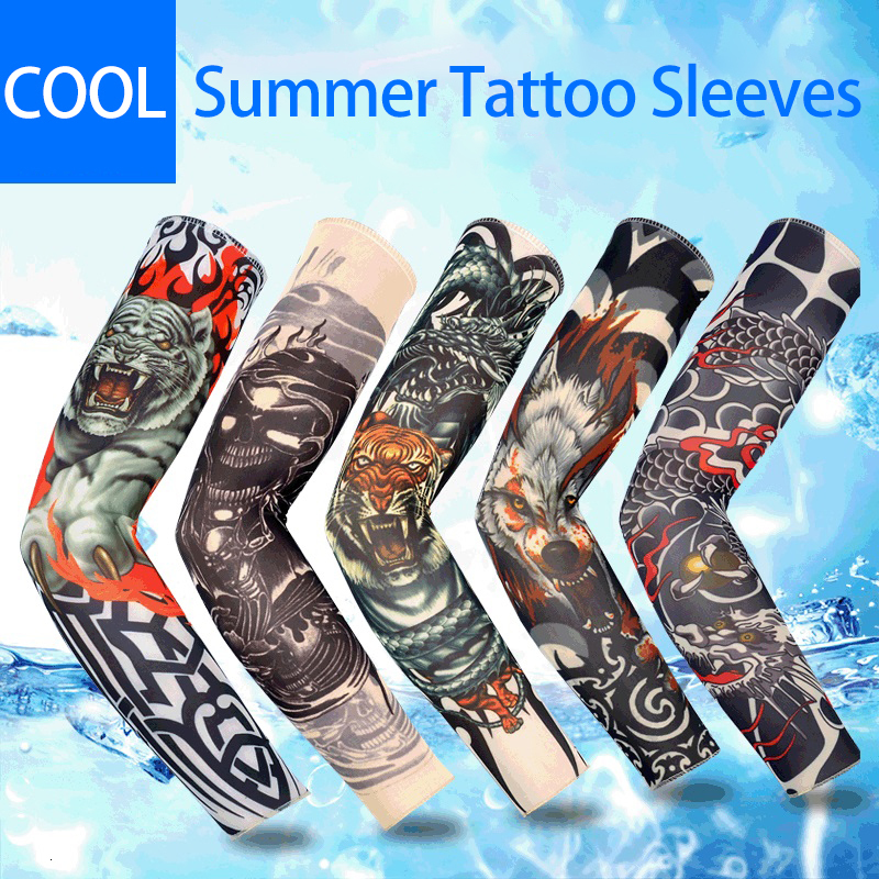 

Sleevelet Arm s 1 Pairs Outdoor Sports Tattoo Men Warmer Fishing Hiking Sun Protection Anti UV Cycling Ice Silk Cuff Women 230414