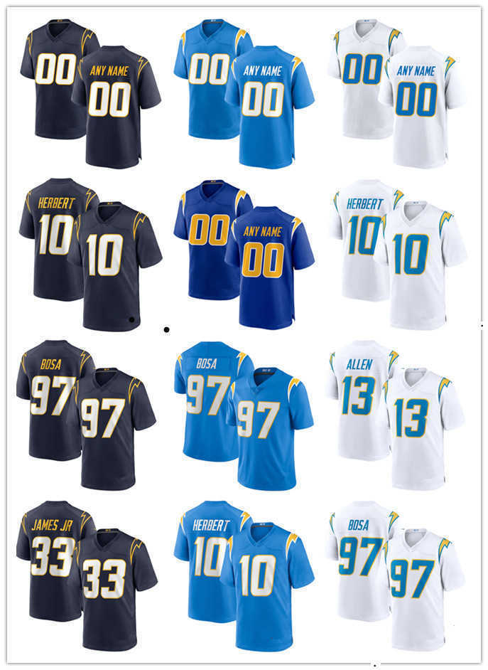 

2023 Football Jerseys custom Los Angeles''Chargers''youth Jersey 11 Zion Johnson 10 Justin Herbert 13 Keenan Allen 33 Derwin James 30 Austin Ekeler 97 Joey Bosa, Color