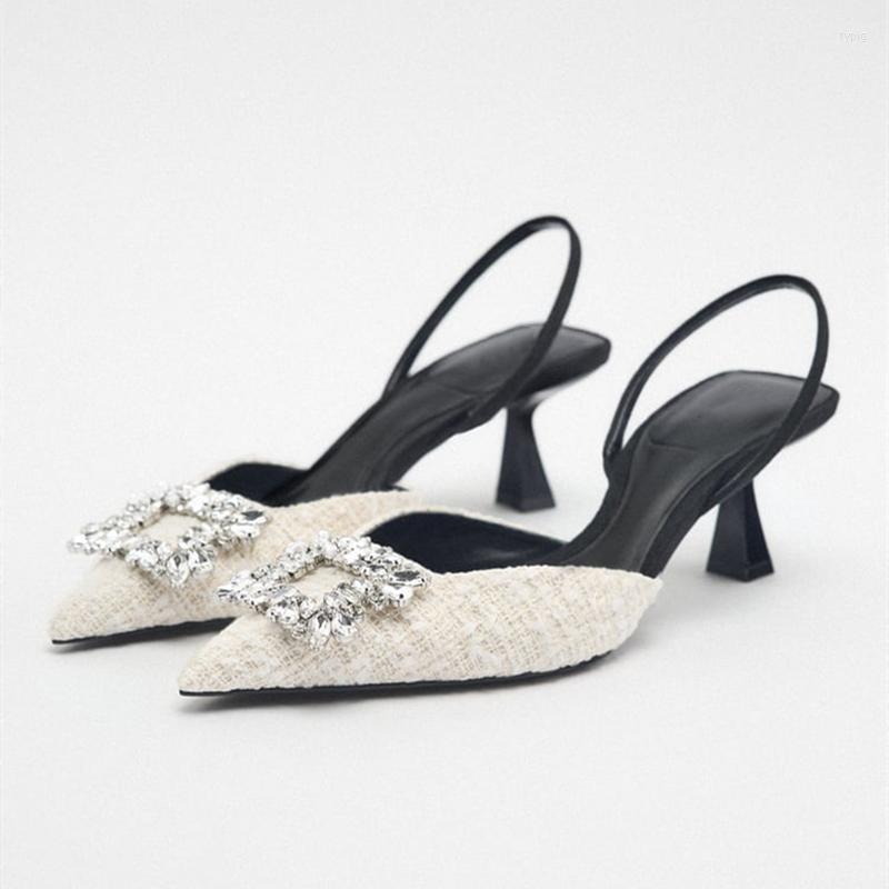 

Sandals 2023 TRAF Women High Heels Stiletto Shoes Woman Rhinestone Slingback Pumps Sexy Dress Heeled Wedding Bride, Xt87