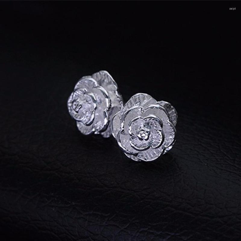 

Stud Earrings Fine 925 Stamp Silver Color Rose Flower Bud Earring For Women Fashion Valentine's Day Gifts Classic Party Wedding Jewelry