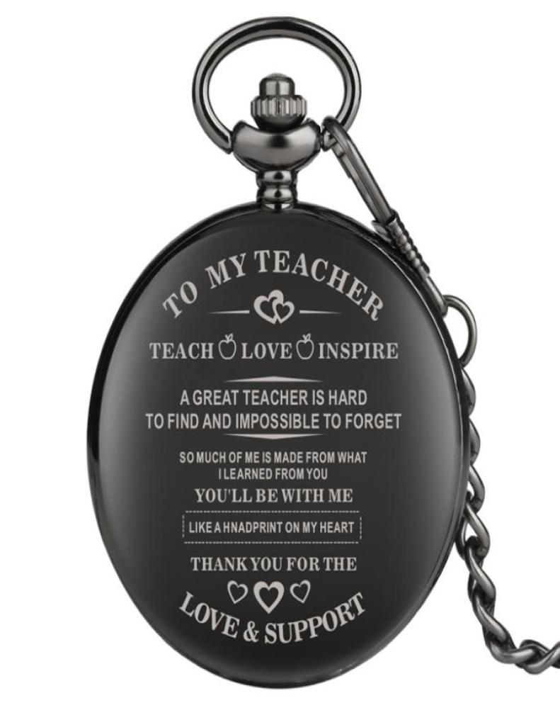 

Fashion Pocket Watch Smooth Case Watches To My Teacher Design Mens Womens Quartz Analog Clock Pendant Necklace Chain Gift5798565, Black