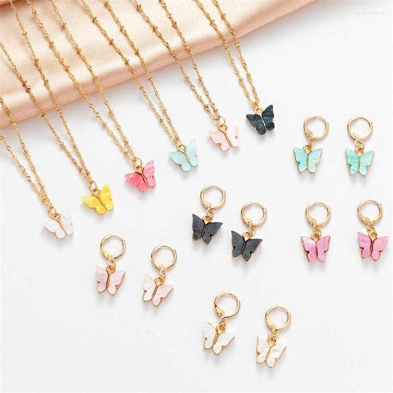 

Necklace Earrings Set 2 Piece Jewelry Fashion Animal Butterfly Earring Elegant Ladies Banquet Accessories Anniversary Gift, Picture shown