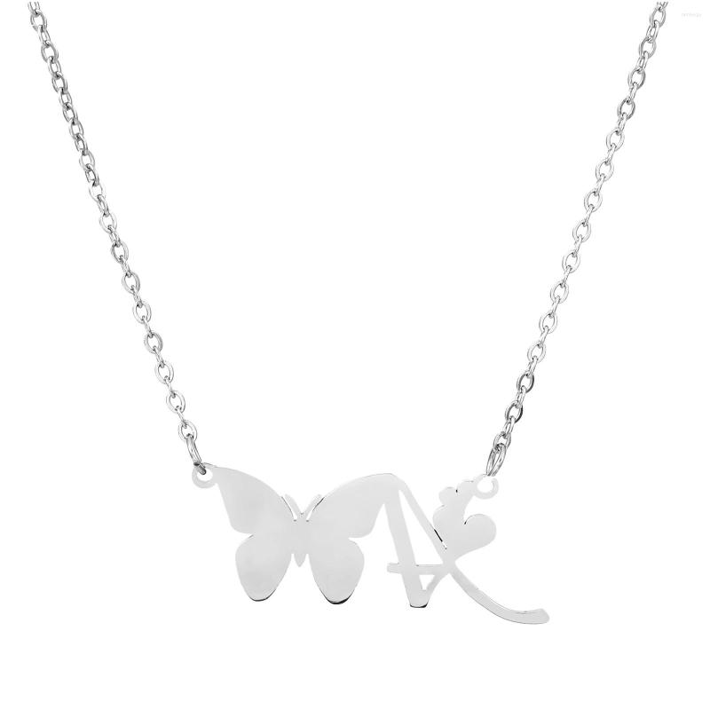 

Chains Stainless Steel Butterfly Initial Necklaces For Women Elegant Letter Neckles Personalized Gift Mother Girls Sister Daughter