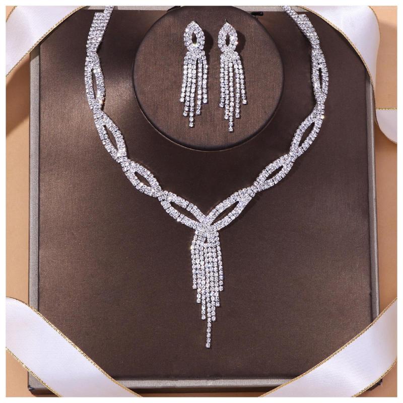 

Necklace Earrings Set Women's Luxurious Hypoallergenic Glittering Accessories S For Mom Wife Girlfriend FS99, Picture shown