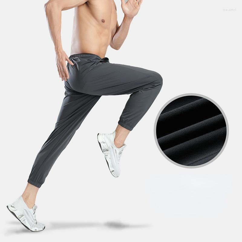 

Men's Pants Summer Nylon Ice Silk Men's Sports Running Outdoor Dropping Strap Casual Quick Drying High Elastic, Grey