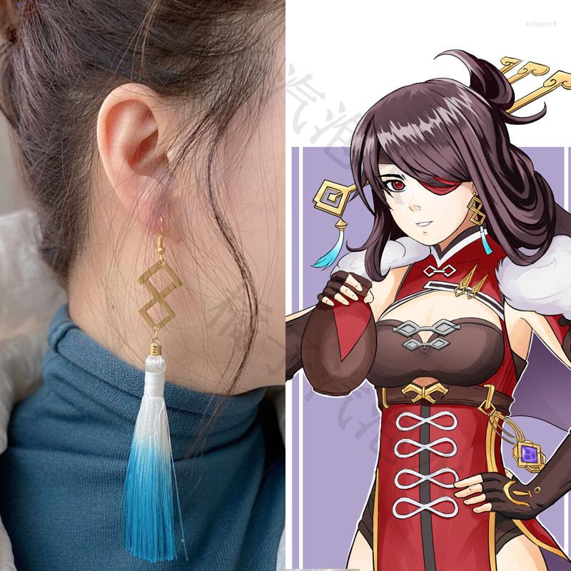 

Dangle Earrings Arrival Genshin Impact Beidou Cosplay Game Characters Ear Clips Handcraft Tassel Eardrop