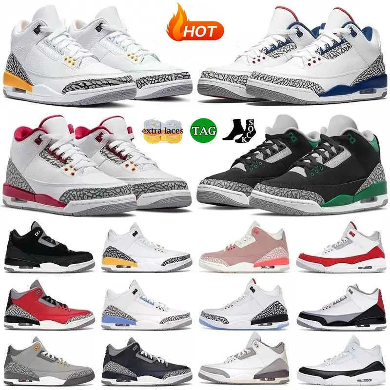 With Box New Jumpman 3 3s Mens Basketball Shoes Cardinal Red Deep Iris Muslin Racing Blue UNCLaser Orange Pine Green pieces Georgetown Mens Sneak