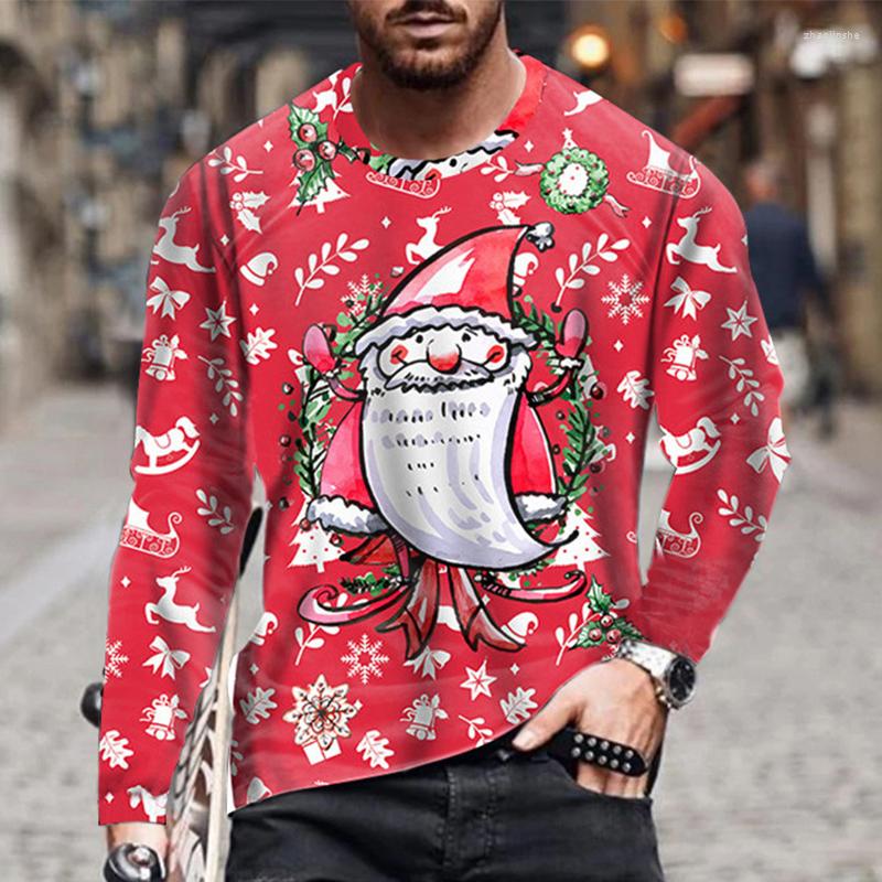 

Men's T Shirts Men's Autumn Long Sleeve T-shirt Male Sport Tshirt Christmas Tree Print Shirt Santa Claus Tee Tops Streetwear Clothes For, Nsc002-07