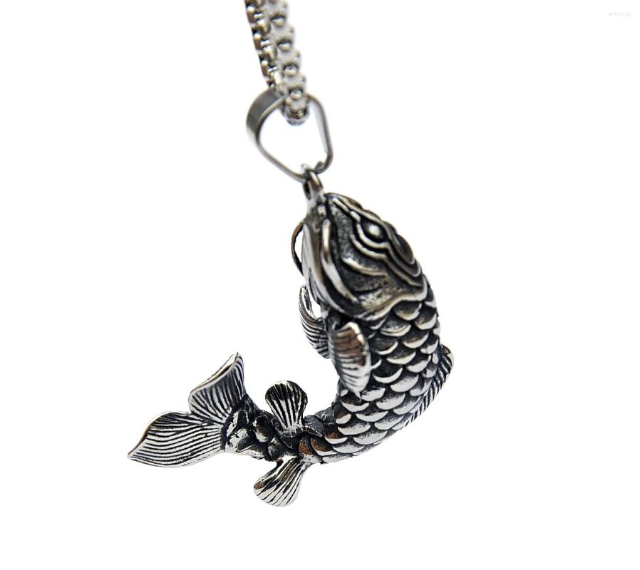 

Pendant Necklaces Retro Lucky 3D Koi Fish Charm Necklace Grouper Fishing Enthusiast Jewelry Making Stainless Steel DIY Cyprinidae Carp