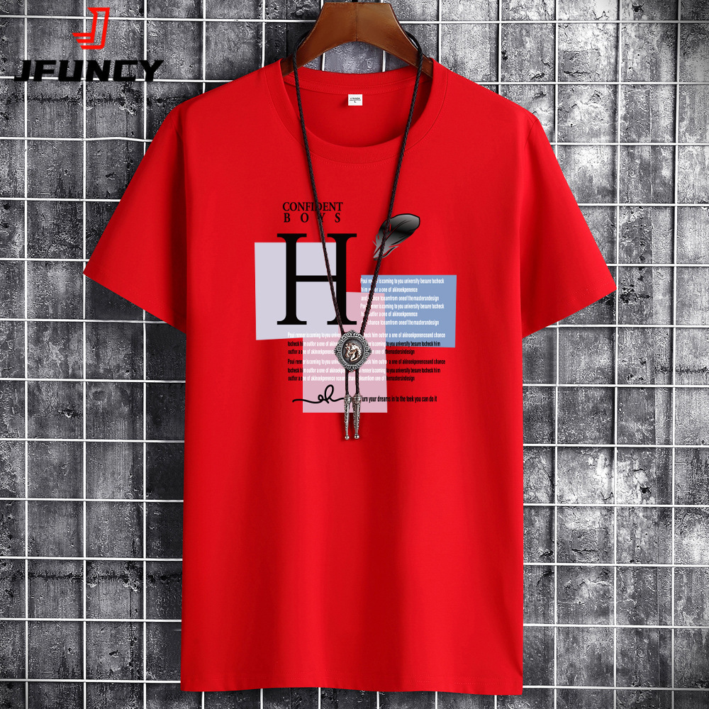 

Men's TShirts JFUNCY 2023 Summer Men T Shirt Short Sleeve Cotton Tshirt Fashion Letter Print Plus Size 6XL Man Loose Tshirts Male Tee Top 230414, White