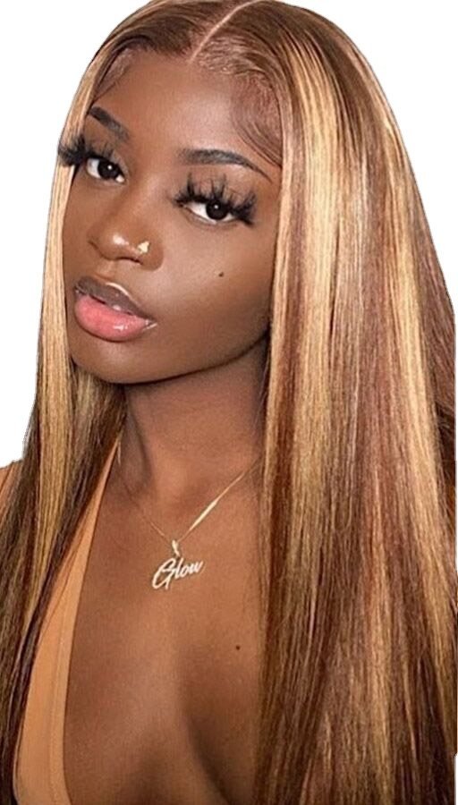 

Straight 13x4 Highlight Wig Human Hair HD Transparent Lace Wigs Honey Blonde Bone Straight Lace Front Human Hair Wigs For Women, Mix color