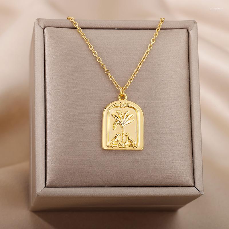 

Pendant Necklaces Coconut Tree Necklace For Women Teens Stainless SteelStar Cross Party Jewelry Friend Gift