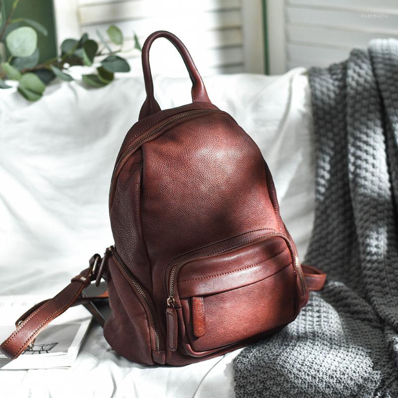 

School Bags Fashion Outdoor Casual Luxury Natural First Layer Cowhide Ladies Backpack Weekend Party Travel Genuine Leather Women's, Black