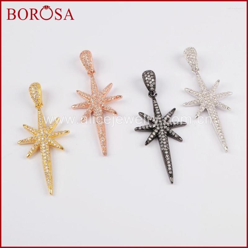 

Pendant Necklaces BOROSA Mix Color CZ Micro Pave North Star Druzy White Cubic Zircon Crystal For Women Necklace WX665