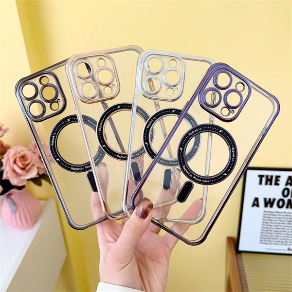 

Magsoge electroplate cases Transparent Clear TPU Magnetic Shockproof Magsage Phone Case for iPhone 14 13 12 11 Pro Max Mini XR XS X 8 7 Plus Compatible Charger cover, Black