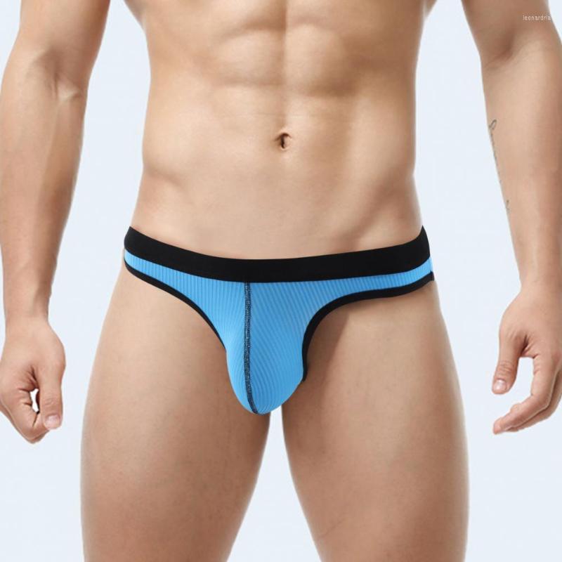 

Underpants Male Stylish Contrast Color U Convex Panties Ultra Thin Sexy Briefs Big Pouch For Honeymoon, Blue