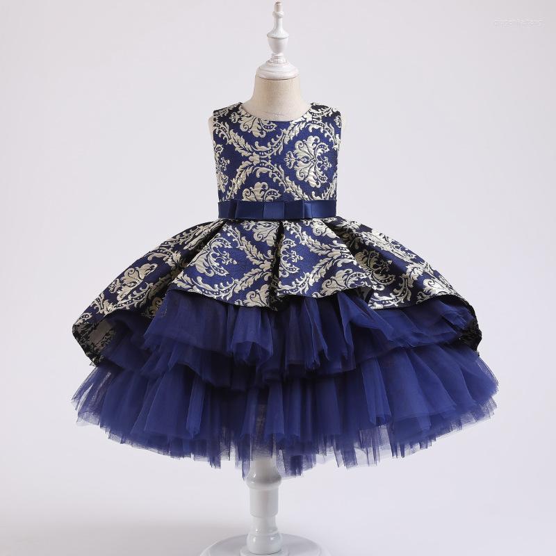 

Girl Dresses Navy Print Flower Dress Kids Baby Hi-Lo Tulle Tutu Princess Wedding Bridesmaid Birthday Party Pageant 2-12T, 2171-watermelon
